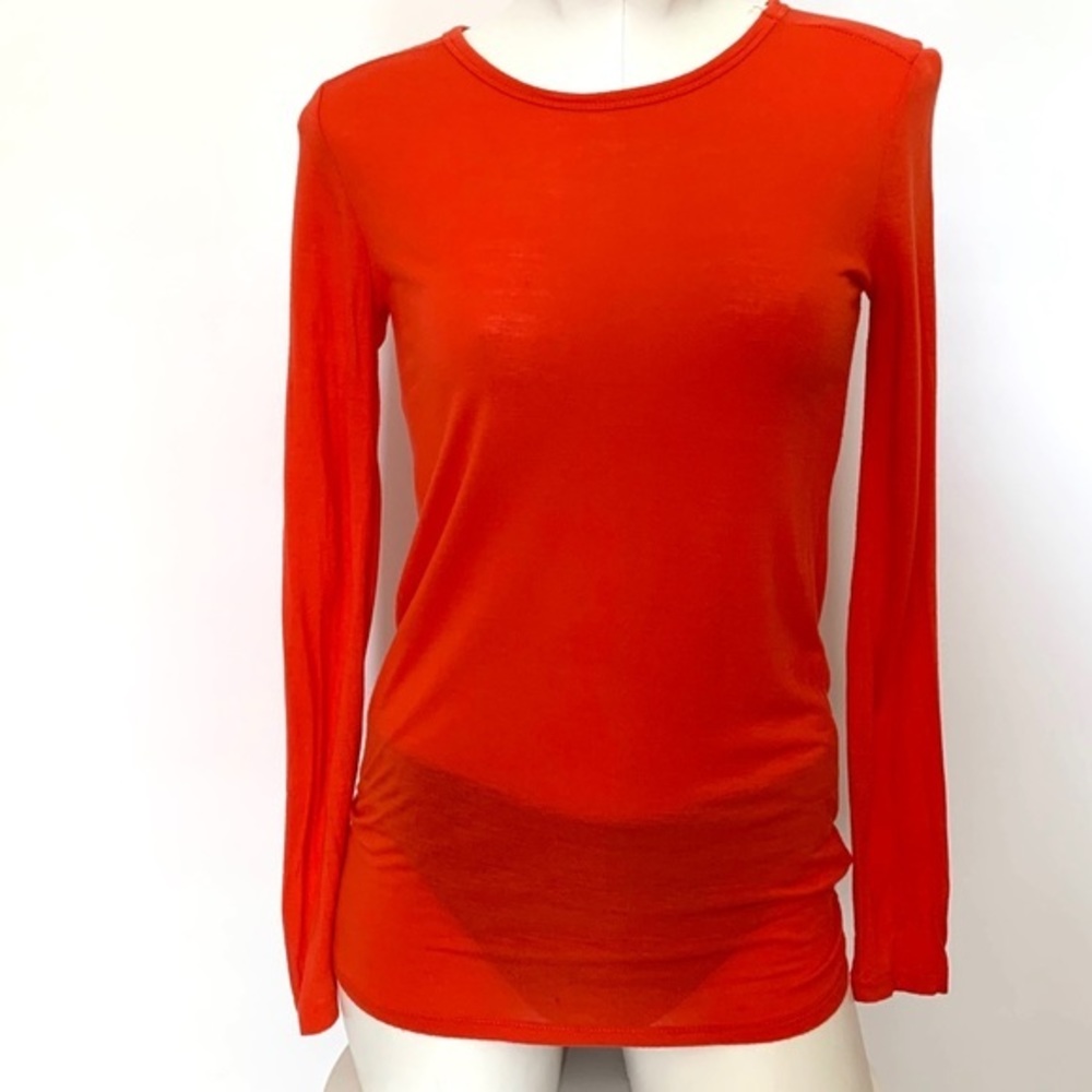 Madewell Hi-Line Long Sleeve Orange Crew Neck Tee